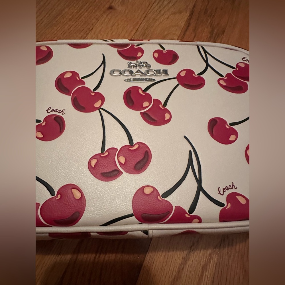 Coach Jamie Camera Bag In Smooth Leather Cherry Print Purse Crossbody NWOT - Picture 10 of 11